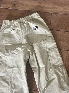 Obey Women’s Size 24 Sage Green Cargo Skate Pants Elastic Waist Streetwear